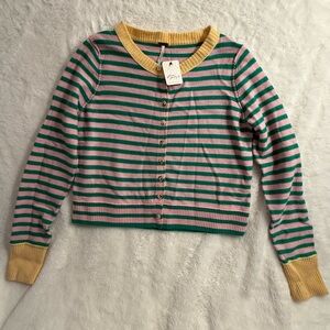 NWT Free People Striped Cardigan Sweater Knit Wool Cashmere women’s size Small